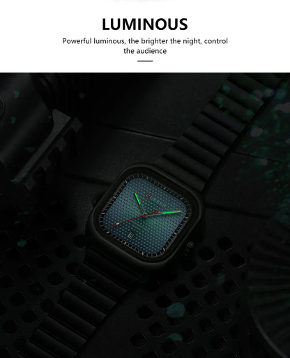 CURREN Simple Business Square Quartz Watches Casual Stainless Steel Bracelet Wristwatch with Auto Date for Men